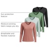 image:image4 Pack Womens Dry Fit Long Sleeve V Neck Tops Workout Athletic Tees ShirtsSet 4