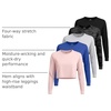 image:image5 Pack Womens Dry Fit Long Sleeve Crop Tops Workout Athletic Crew Neck TeeSet 3