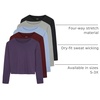 image:image5 Pack Womens Dry Fit Long Sleeve Crop Tops Workout Athletic Crew Neck TeeSet 6