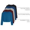image:image5 Pack Womens Dry Fit Long Sleeve Crop Tops Workout Athletic Crew Neck TeeSet 9