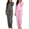 image:image2 Pack Womens Pajama Sets Long Sleeve Sleepwear Comfy Cute Loungewear PJSet N Charcoal  Pink