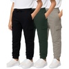image:image3 Pack Boys Cotton Cargo Fleece Joggers Sweatpants Pockets Athletic KidsSet 2