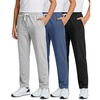 image:image3 Pack Boys French Terry Sweatpants Open Bottom Joggers Kids SchoolBlack  Blue  Grey