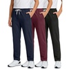image:image3 Pack Boys French Terry Sweatpants Open Bottom Joggers Kids SchoolBlack  Burgundy  Navy