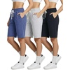 image:image3 Pack Womens 9 French Terry Bermuda Shorts Athletic Lounge Yoga PocketsSet 1
