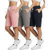 image:image3 Pack Womens 9 French Terry Bermuda Shorts Athletic Lounge Yoga PocketsSet 2