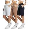 image:image3 Pack Womens 9 French Terry Bermuda Shorts Athletic Lounge Yoga PocketsSet 3