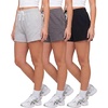 image:image3 Pack Womens Fleece Athletic Sweat Shorts Casual Lounge Pajama PJ PocketsSolid Black  Charcoal Heather  Grey Heather