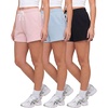 image:image3 Pack Womens Fleece Athletic Sweat Shorts Casual Lounge Pajama PJ PocketsSolid Black  Solid Ballad Blue  Solid Pale Lilac