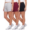 image:image3 Pack Womens Fleece Athletic Sweat Shorts Casual Lounge Pajama PJ PocketsSolid Black  Solid Burgundy  Grey Heather