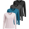 image:image4 Pack Womens Dry Fit Long Sleeve V Neck Tops Workout Athletic Tees ShirtsSet 6