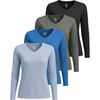 image:image4 Pack Womens Dry Fit Long Sleeve V Neck Tops Workout Athletic Tees ShirtsSet 7