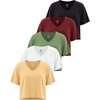 image:image5 Pack Womens V Neck Crop Tops Short Sleeve Athletic Workout Gym T ShirtsSet 8
