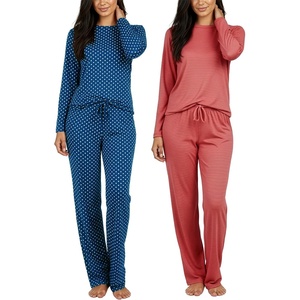 image:image2 Pack Womens Pajama Sets Long Sleeve Sleepwear Comfy Cute Loungewear PJSet B Blue  Burgundy