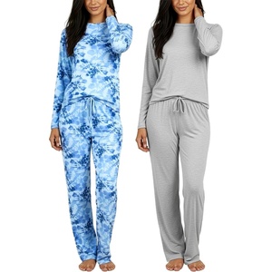 image:image2 Pack Womens Pajama Sets Long Sleeve Sleepwear Comfy Cute Loungewear PJSet I Blue  Gray