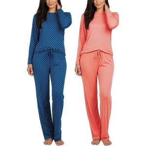 image:image2 Pack Womens Pajama Sets Long Sleeve Sleepwear Comfy Cute Loungewear PJSet a Blue  Red
