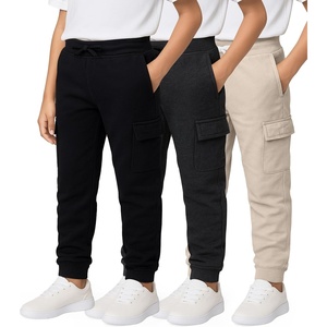 image:image3 Pack Boys Cotton Cargo Fleece Joggers Sweatpants Pockets Athletic KidsSet 1