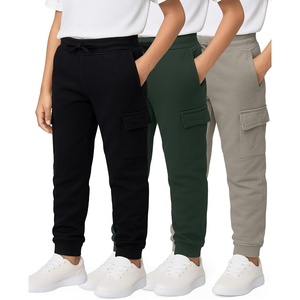 image:image3 Pack Boys Cotton Cargo Fleece Joggers Sweatpants Pockets Athletic KidsSet 2