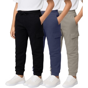image:image3 Pack Boys Cotton Cargo Fleece Joggers Sweatpants Pockets Athletic KidsSet 5