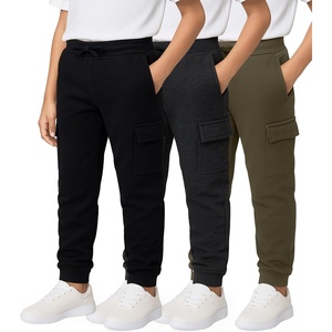 image:image3 Pack Boys Cotton Cargo Fleece Joggers Sweatpants Pockets Athletic KidsSet 6
