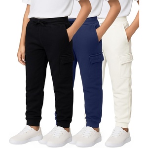 image:image3 Pack Boys Cotton Cargo Fleece Joggers Sweatpants Pockets Athletic KidsSet 8