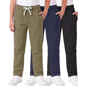 image:image3 Pack Boys Fleece Sweatpants Open Bottom Athletic Pockets Kids TeenSet 3