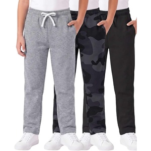 image:image3 Pack Boys Fleece Sweatpants Open Bottom Athletic Pockets Kids TeenSet 4