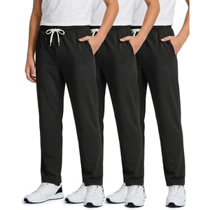 image:image3 Pack Boys French Terry Sweatpants Open Bottom Joggers Kids SchoolBlack  Black  Black