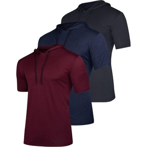 image:image3 Pack Mens Dry Fit Short Sleeve Hoodies Shirts Athletic Workout GymSet 1