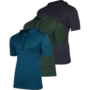 image:image3 Pack Mens Dry Fit Short Sleeve Hoodies Shirts Athletic Workout GymSet 2