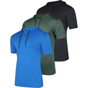 image:image3 Pack Mens Dry Fit Short Sleeve Hoodies Shirts Athletic Workout GymSet 4