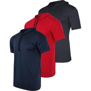 image:image3 Pack Mens Dry Fit Short Sleeve Hoodies Shirts Athletic Workout GymSet 8
