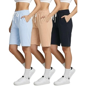 image:image3 Pack Womens 9 French Terry Bermuda Shorts Athletic Lounge Yoga PocketsSet 5