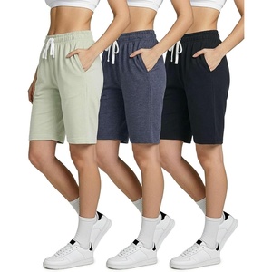 image:image3 Pack Womens 9 French Terry Bermuda Shorts Athletic Lounge Yoga PocketsSet 6