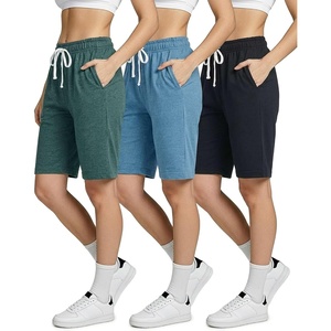 image:image3 Pack Womens 9 French Terry Bermuda Shorts Athletic Lounge Yoga PocketsSet 7