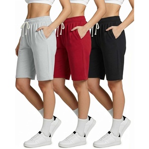 image:image3 Pack Womens 9 French Terry Bermuda Shorts Athletic Lounge Yoga PocketsSet 8
