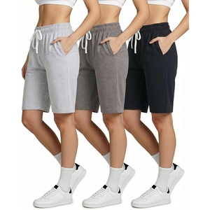 image:image3 Pack Womens 9 French Terry Bermuda Shorts Athletic Lounge Yoga PocketsSet 9