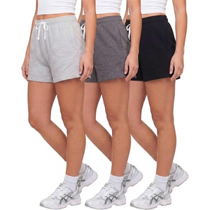 image:image3 Pack Womens Fleece Athletic Sweat Shorts Casual Lounge Pajama PJ PocketsSolid Black  Charcoal Heather  Grey Heather
