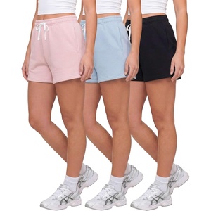 image:image3 Pack Womens Fleece Athletic Sweat Shorts Casual Lounge Pajama PJ PocketsSolid Black  Solid Ballad Blue  Solid Pale Lilac