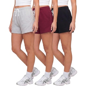image:image3 Pack Womens Fleece Athletic Sweat Shorts Casual Lounge Pajama PJ PocketsSolid Black  Solid Burgundy  Grey Heather