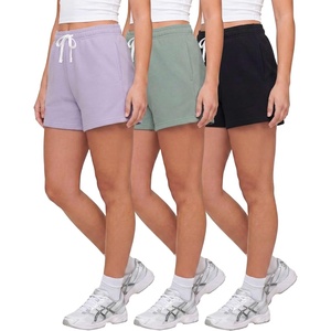 image:image3 Pack Womens Fleece Athletic Sweat Shorts Casual Lounge Pajama PJ PocketsSolid Black  Solid Iceberg Green  Solid Orchid Petal