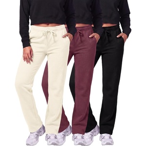 image:image3 Pack Womens Fleece Sweatpants Open Bottom Lounge Sweats Workout PocketsSet 1
