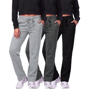 image:image3 Pack Womens Fleece Sweatpants Open Bottom Lounge Sweats Workout PocketsSet 10