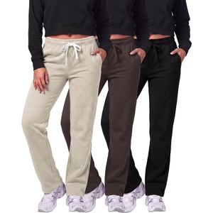 image:image3 Pack Womens Fleece Sweatpants Open Bottom Lounge Sweats Workout PocketsSet 11