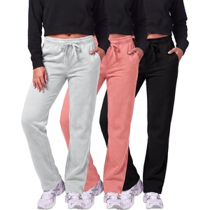 image:image3 Pack Womens Fleece Sweatpants Open Bottom Lounge Sweats Workout PocketsSet 5