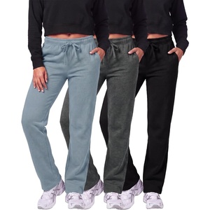 image:image3 Pack Womens Fleece Sweatpants Open Bottom Lounge Sweats Workout PocketsSet 6
