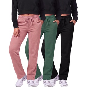 image:image3 Pack Womens Fleece Sweatpants Open Bottom Lounge Sweats Workout PocketsSet 7