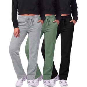 image:image3 Pack Womens Fleece Sweatpants Open Bottom Lounge Sweats Workout PocketsSet 8