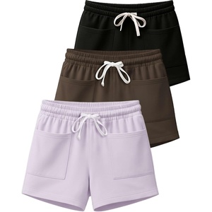 image:image3 Pack Womens French Terry Shorts Sweatshorts Lounge Gym Square PocketsSet 2