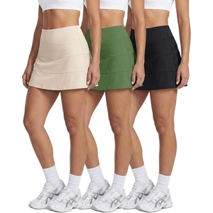 image:image3 Pack Womens Tiered Skorts Skirts Built in Shorts Pockets Tennis GolfSet 13
